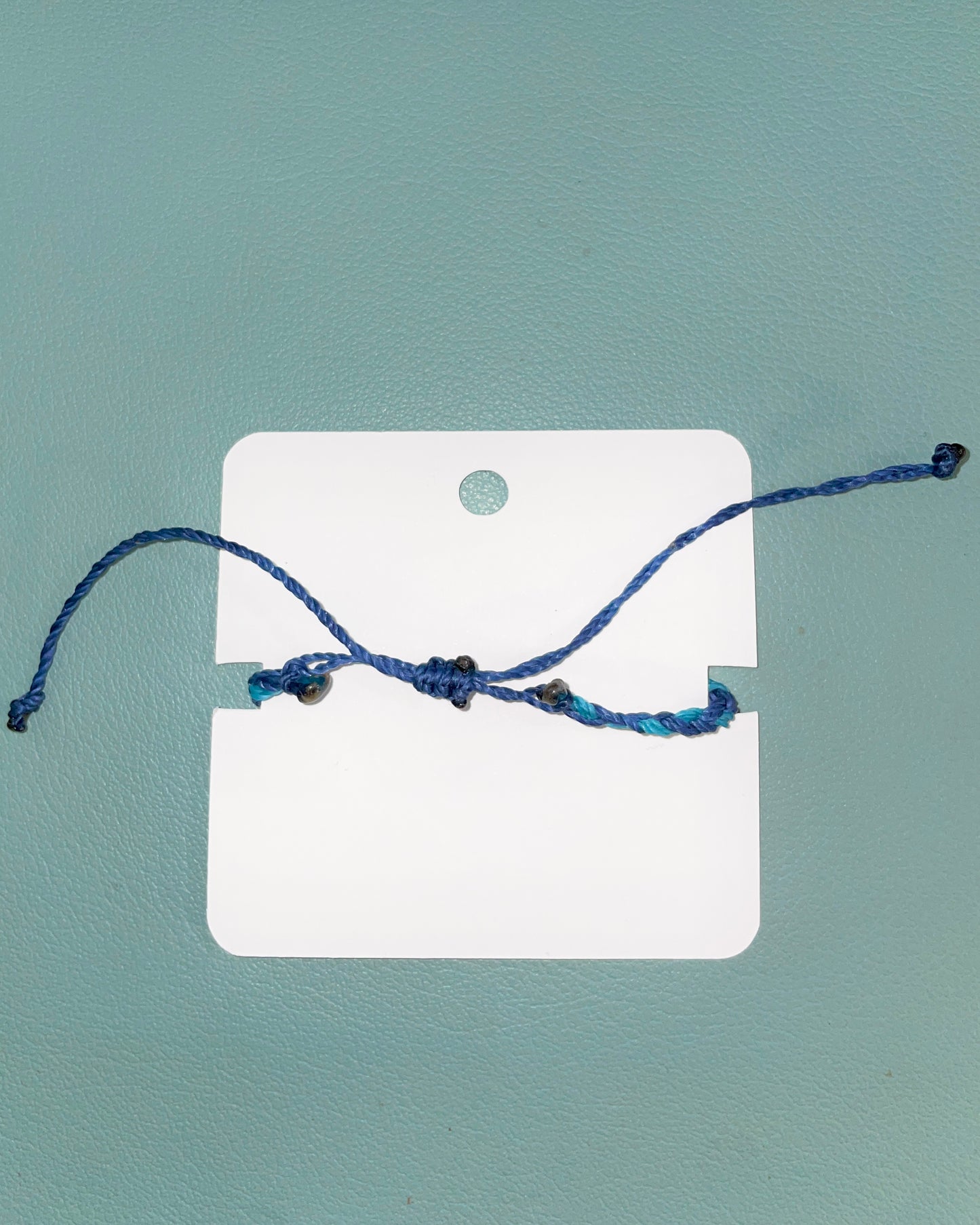 NAVY TURTLE - Adjustable Wax Coated String Bracelet with Silver Sea Turtle Charm