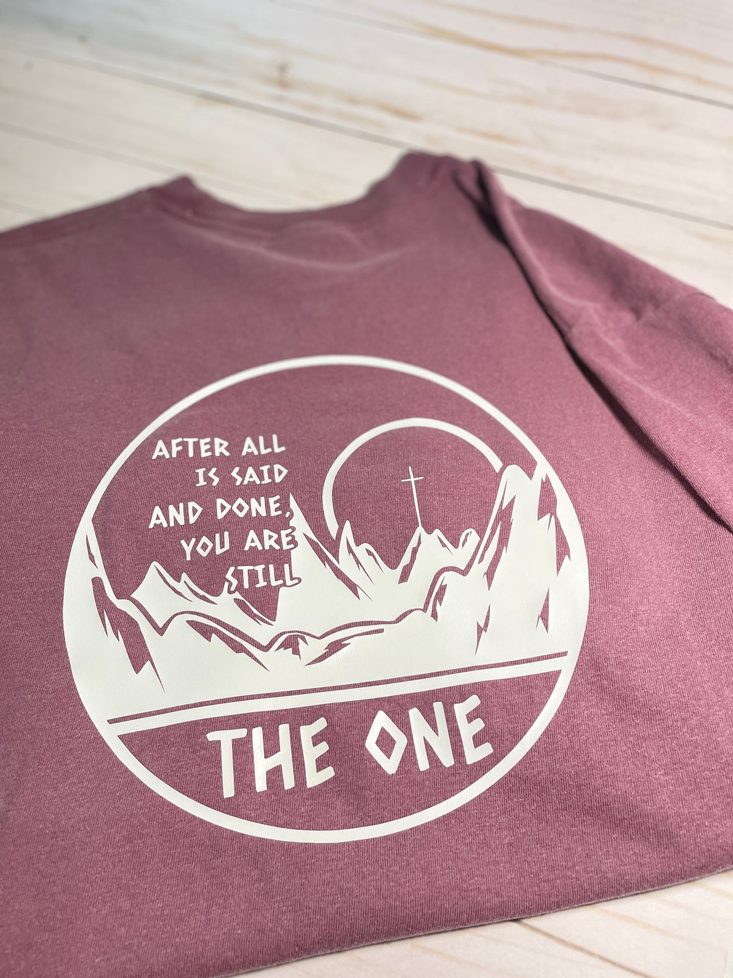 STILL THE ONE - Classic-Fit Adult Size UNISEX T-Shirt Mountains Cross Sunset Light